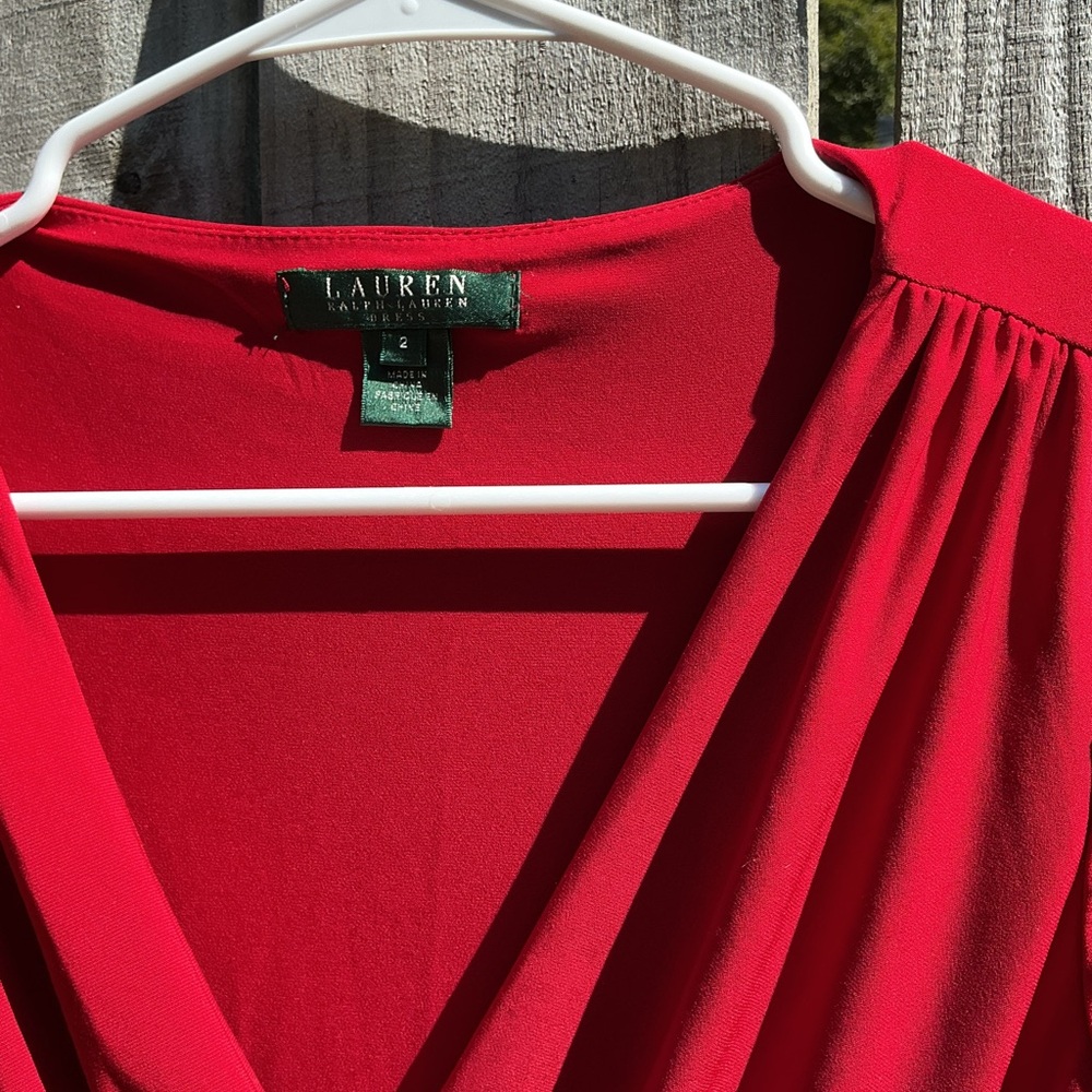 Lauren Ralph Lauren Vibrant Red Long Sleeve Dress - Picture 2 of 3